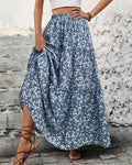 Floral Panels Maxi A-Line Skirt