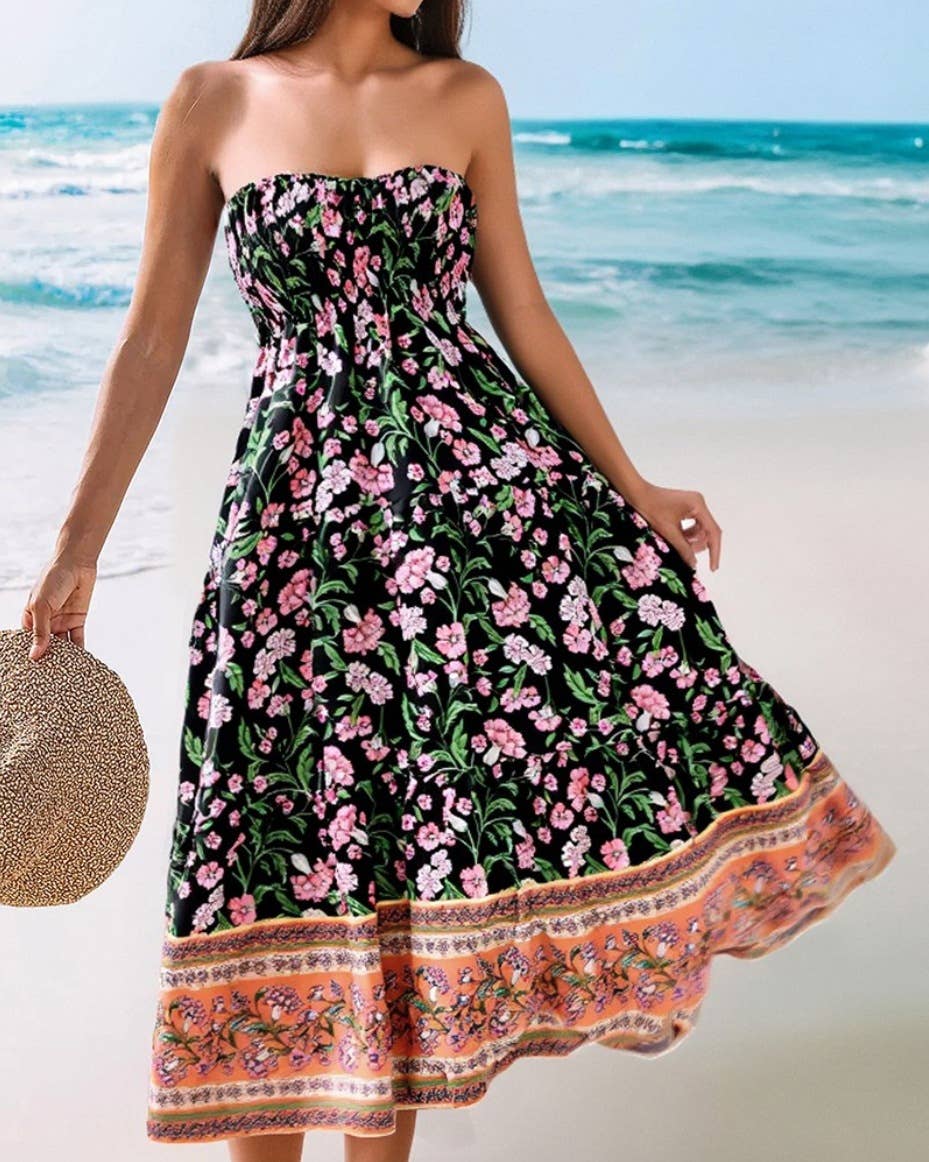 Swing Style Bohemia Ethnic Floral maxi skirt