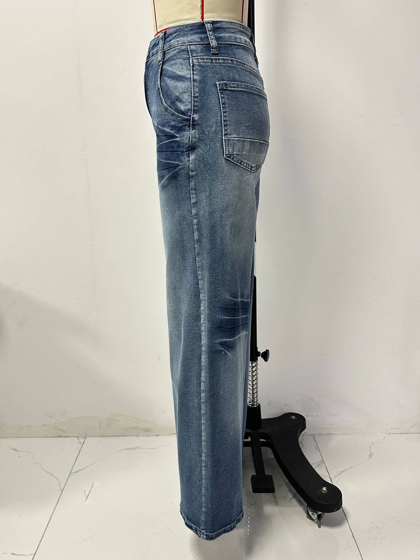 Loose high-waisted wide-leg straight-leg pants