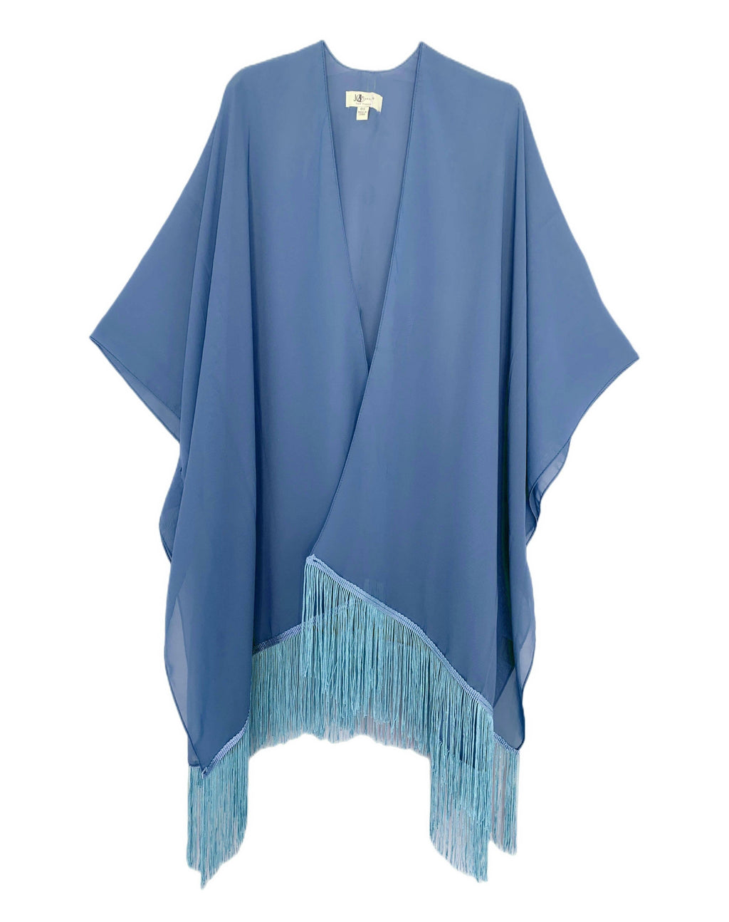 22 Colors-JC070901 Fringe-Detailed Solid Chiffon Kimono