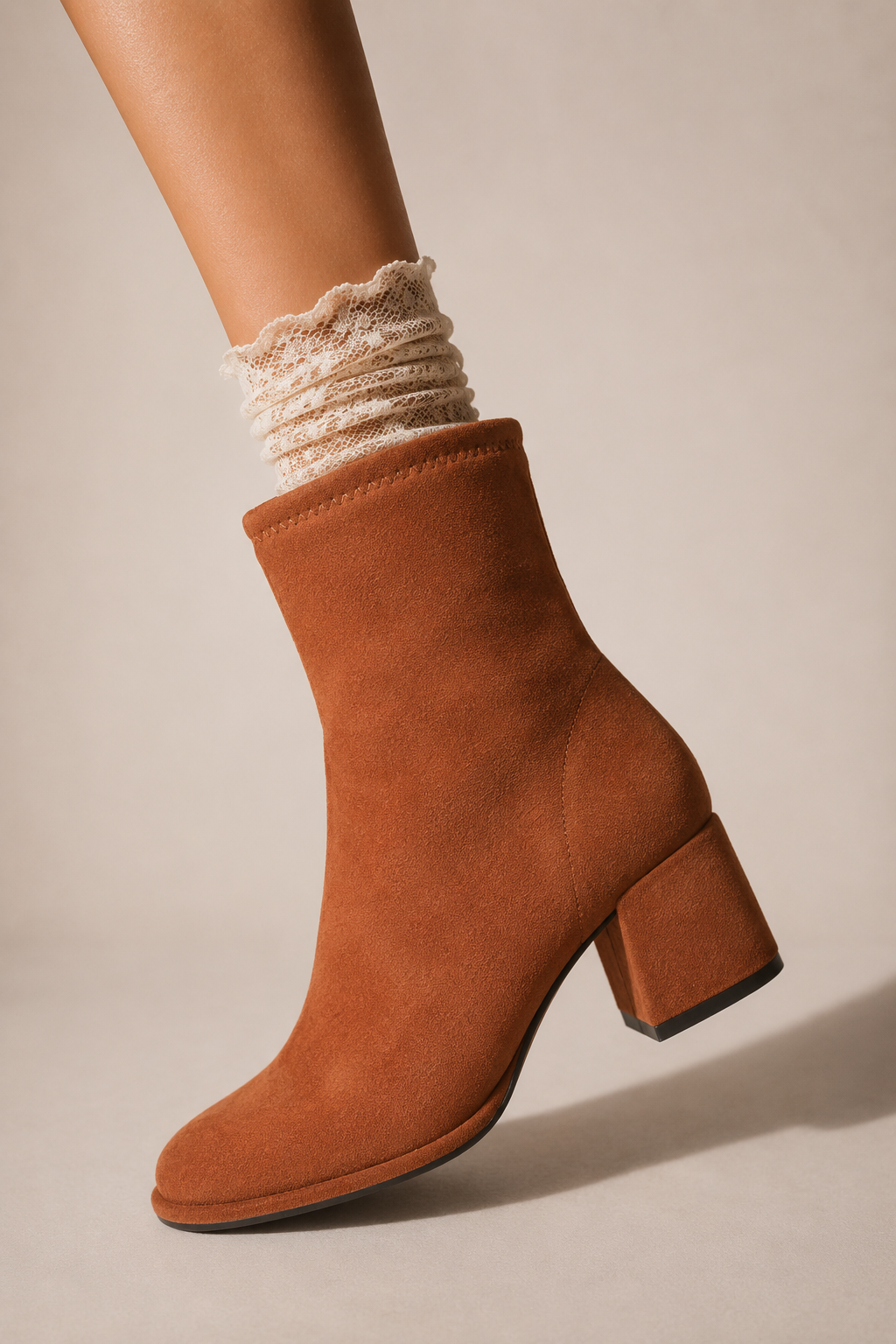 Block Heel Mid Calf Ankle Fall Boot