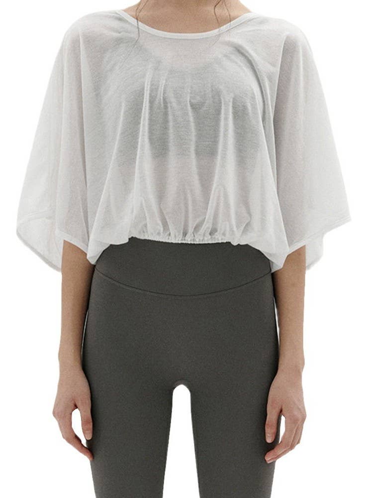 Airy slouchy wrapped cutout back workout cover up top