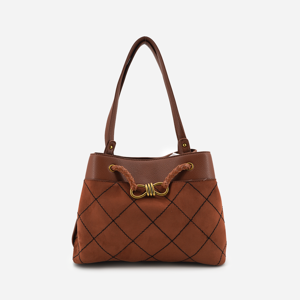 Velvet Knot Quilted Shoulder Women's Tote Bag