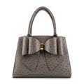 Elodie Embossed Bow Top Handle Purse – Grey Ostrich