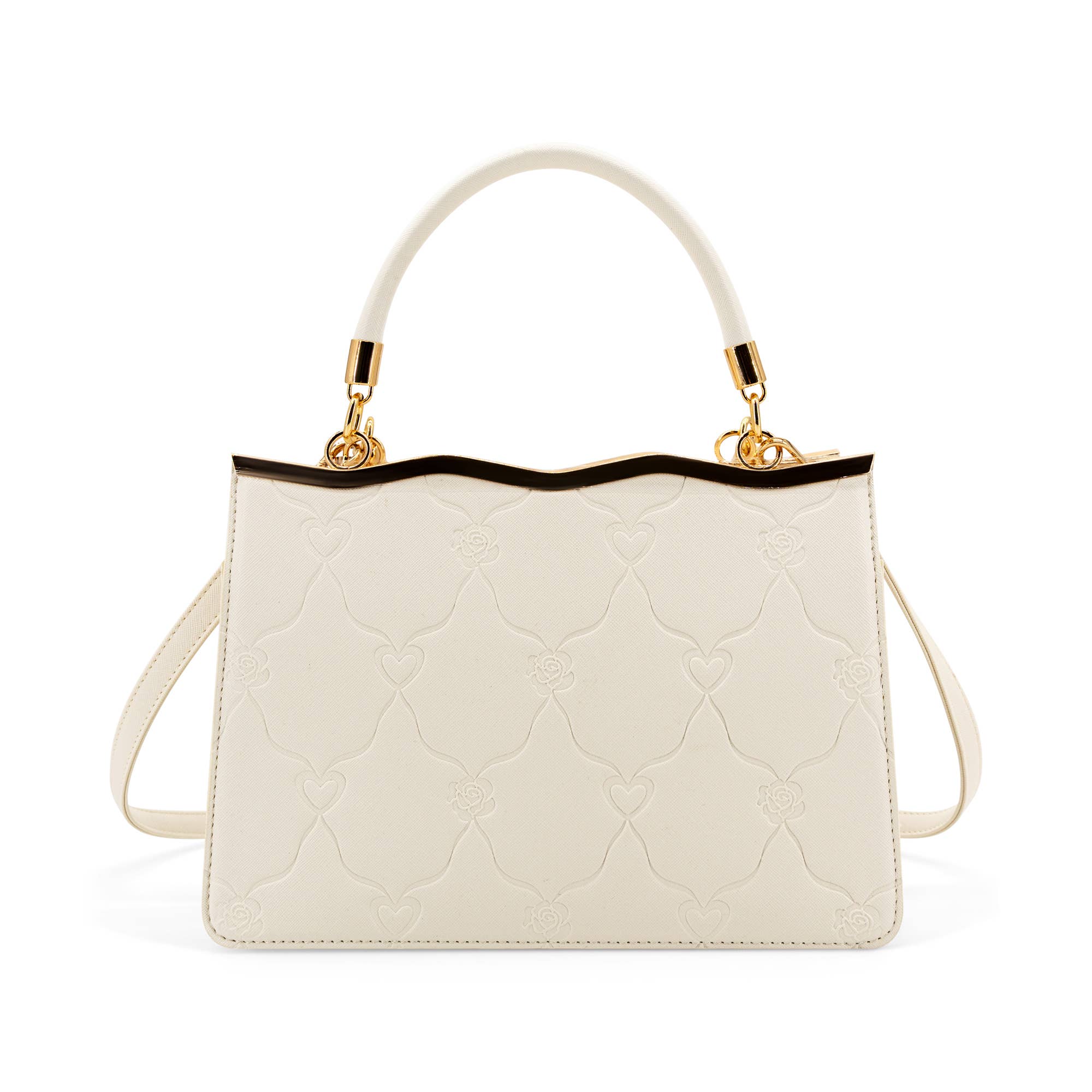 Amara Embossed Heart Top Handle Crossbody Bag