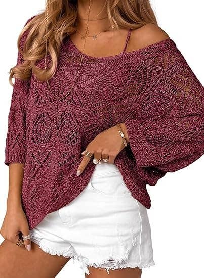 Bohemian Crochet Pattern Batsleeve Beach Knit Top