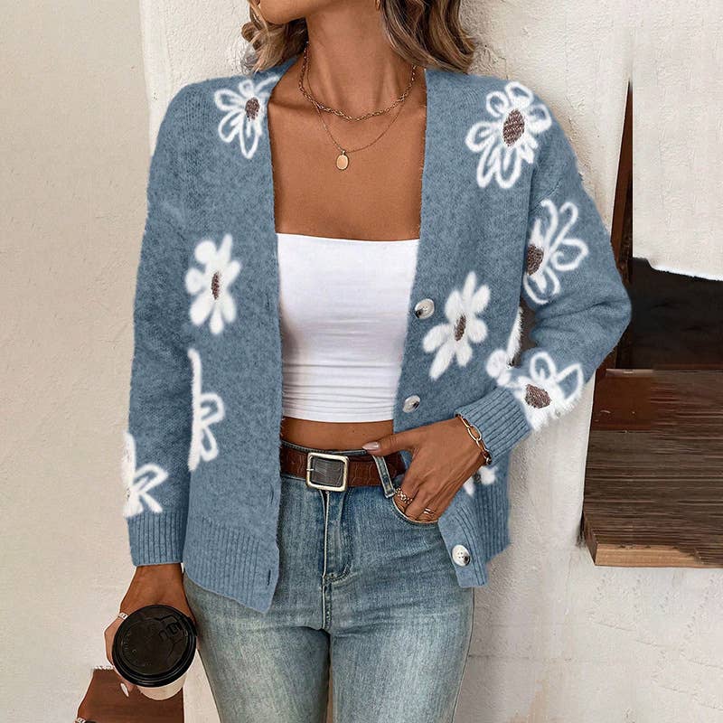 Floral Button Front Cardigan