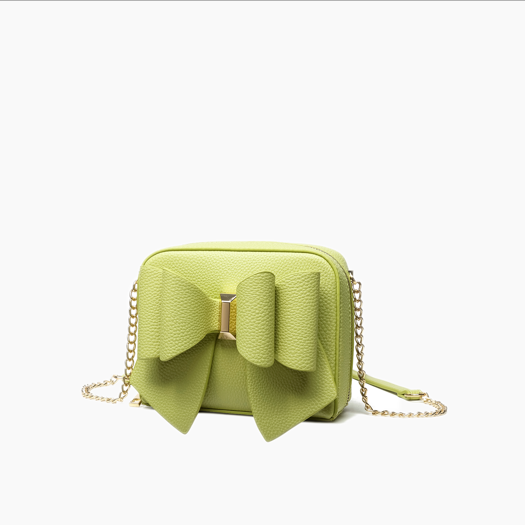 Women's Vegan Leather Long Strap Chloe Bow Mini Crossbody