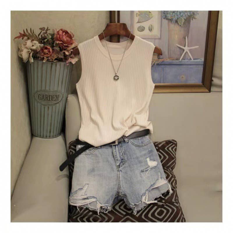 Slim Ice Silk Sleeveless Knit Tank Top