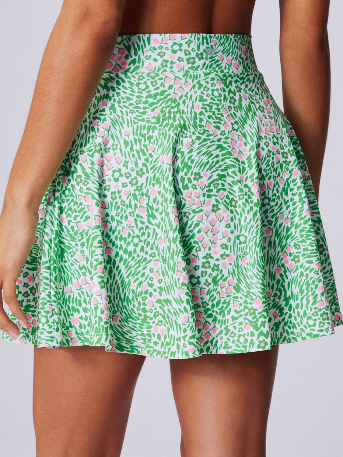 Floral print tennis skort boho athletic skirt with shorts
