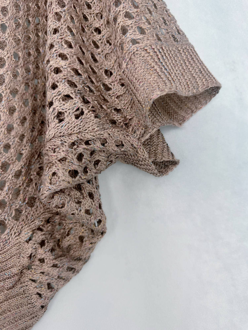 Eyelet Open-Knit cover up Cardigan with Front Tie