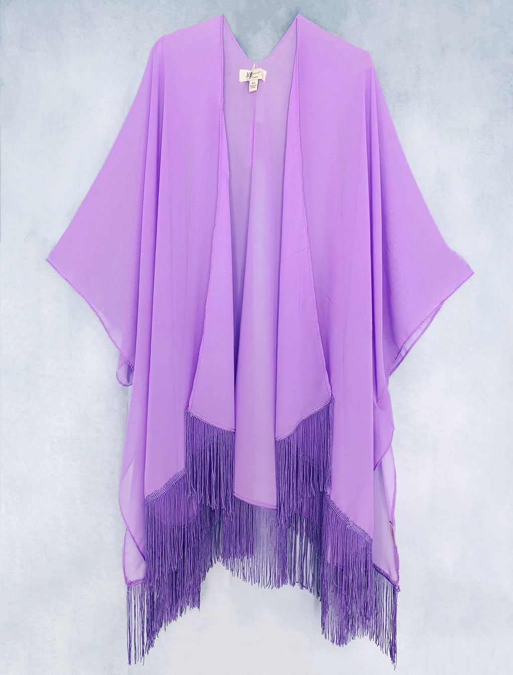 22 Colors-JC070901 Fringe-Detailed Solid Chiffon Kimono