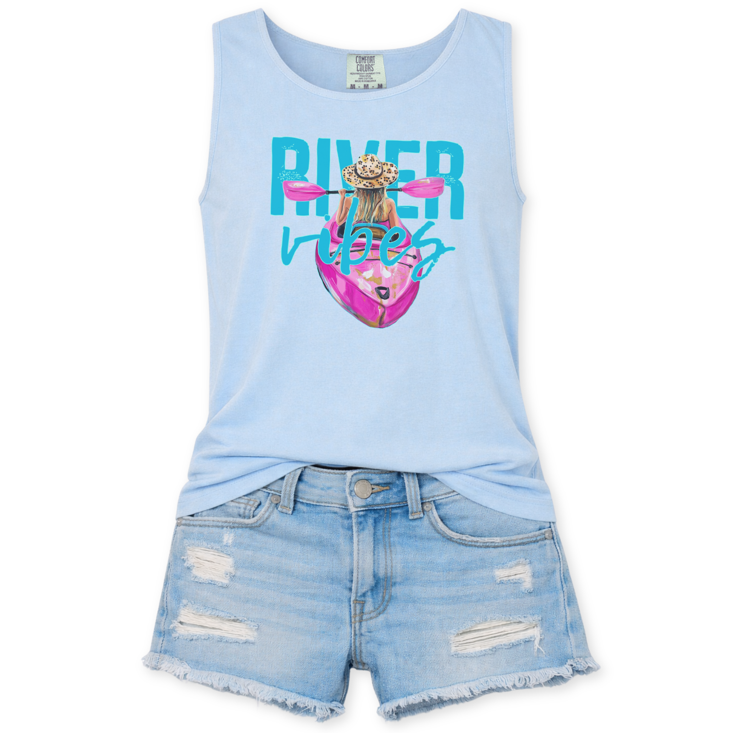 River Vibes Summer Graphic Comfort Colors Tank Top