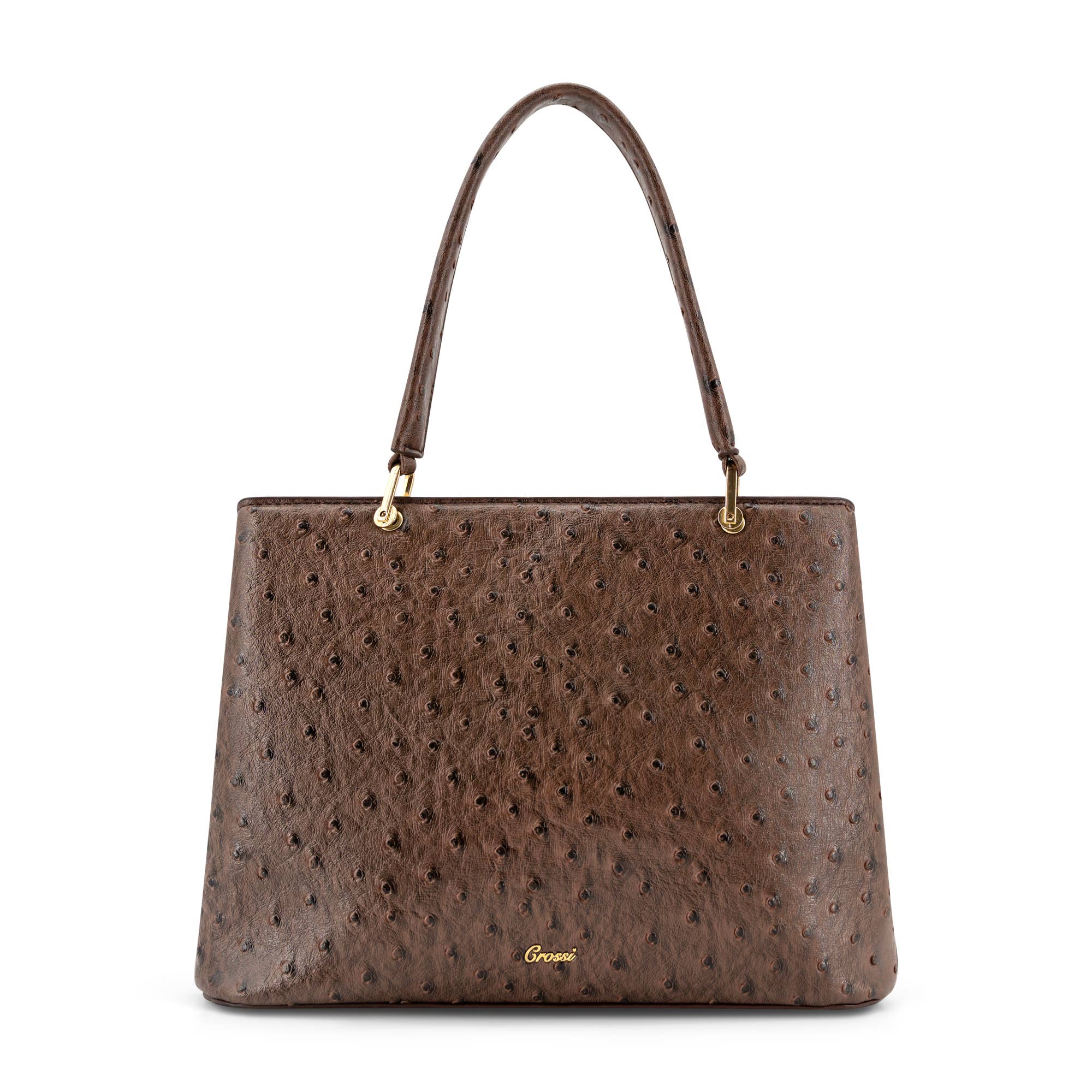 Vegan Leather Remi Embossed Bow Satchel Bag –Ostrich Print