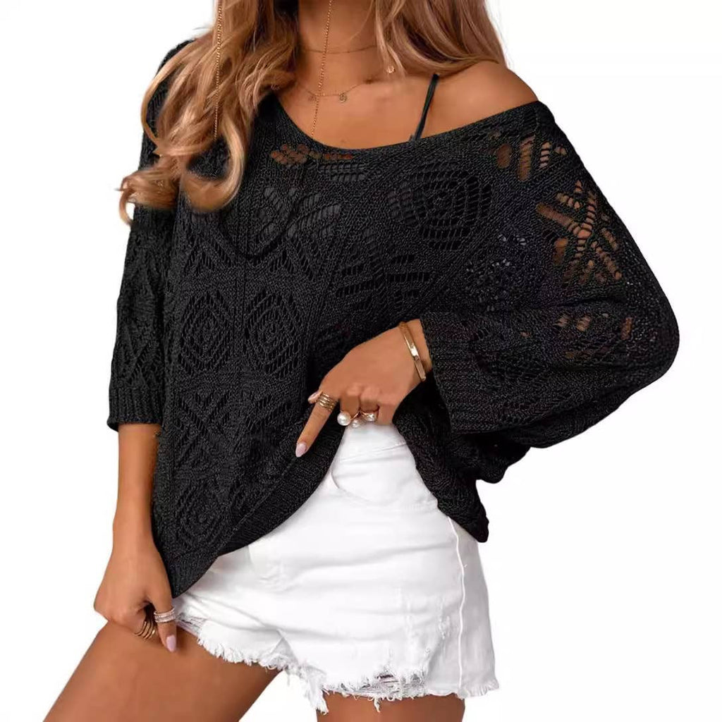 Bohemian Crochet Pattern Batsleeve Beach Knit Top