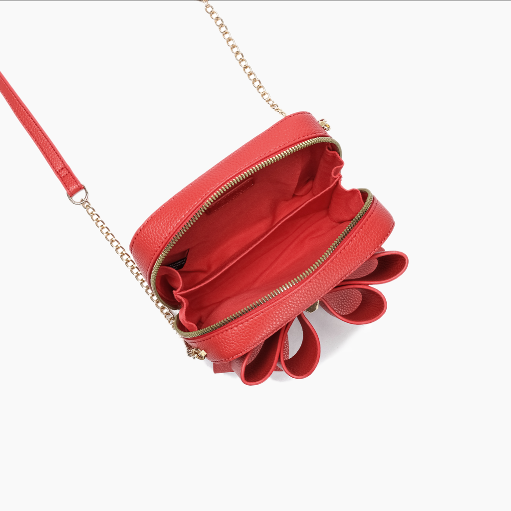 Women's Vegan Leather Long Strap Chloe Bow Mini Crossbody
