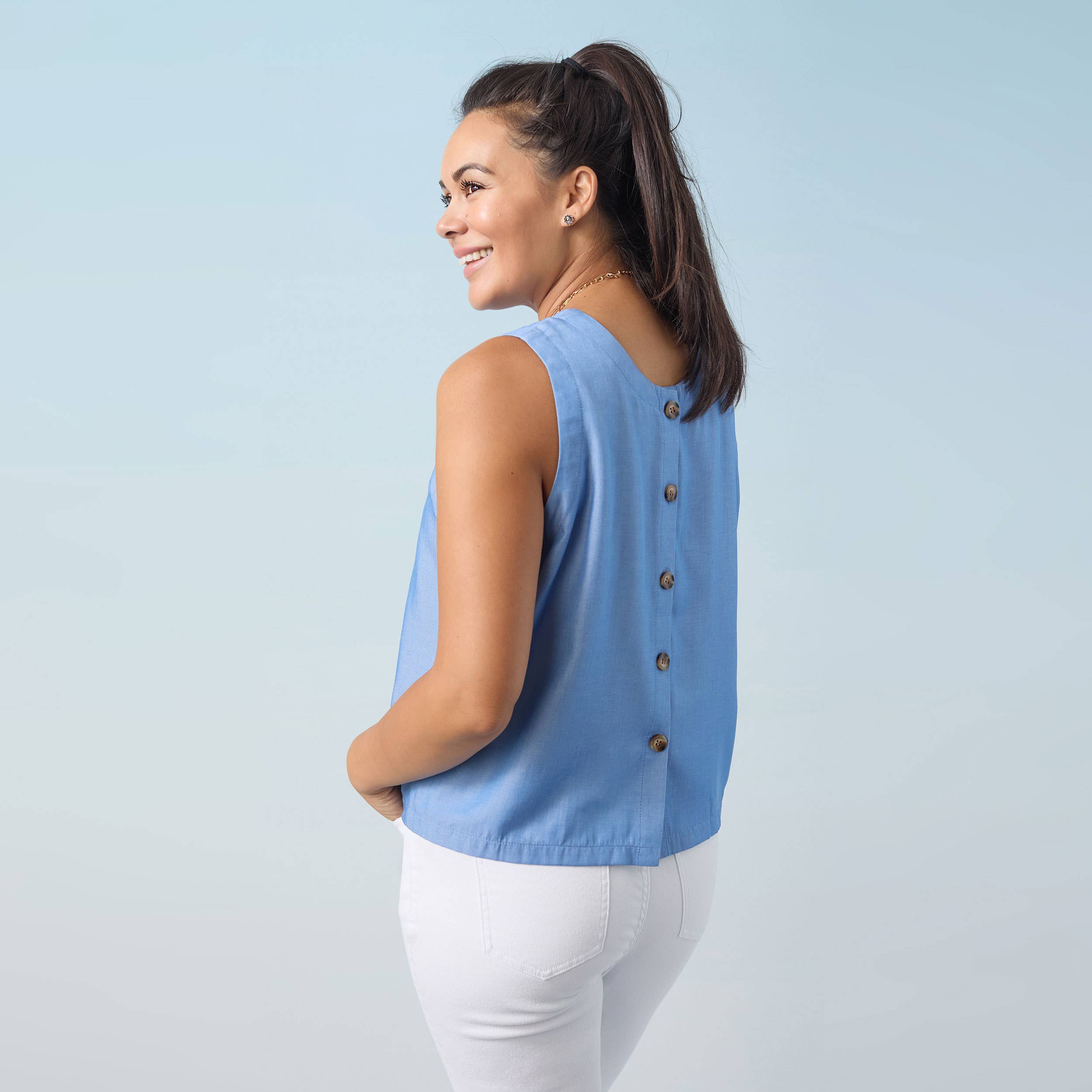 Carey Tank with Back Button Detail | 4th of July