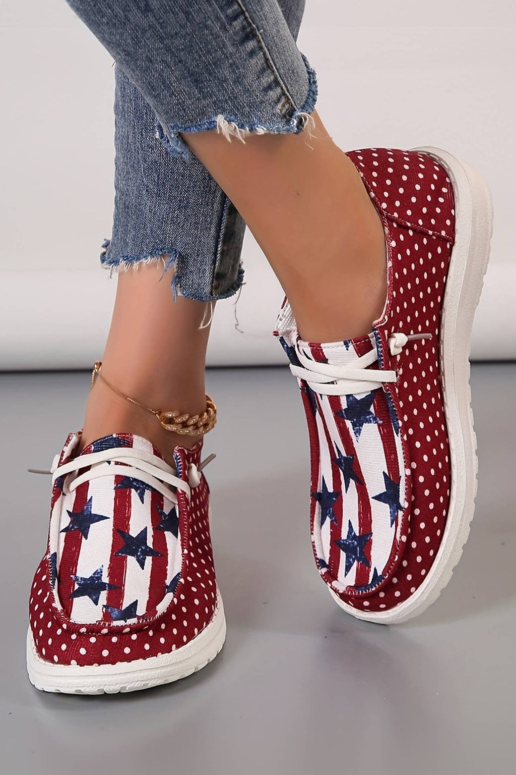 Polka Dot Stars and Stripes Independent Day Casual Shoes