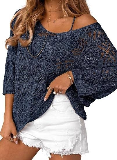 Bohemian Crochet Pattern Batsleeve Beach Knit Top