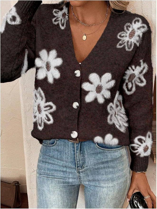 Floral Button Front Cardigan