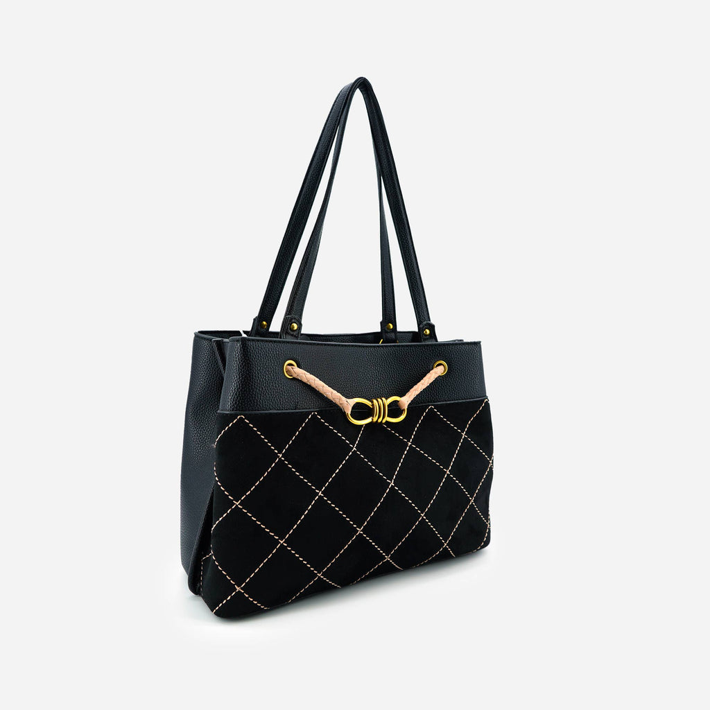 Velvet Knot Quilted Shoulder Women's Tote Bag