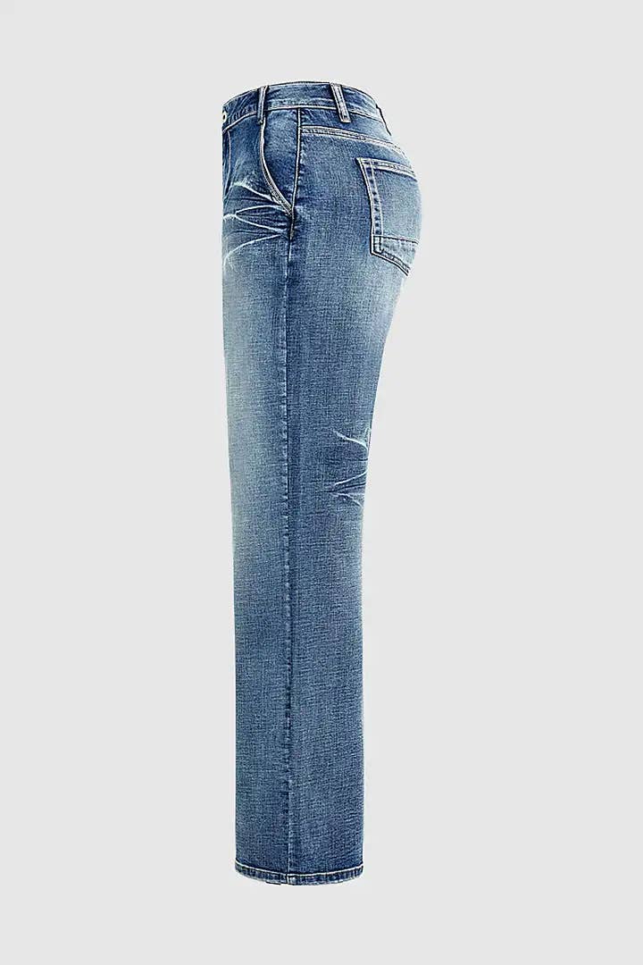Loose high-waisted wide-leg straight-leg pants