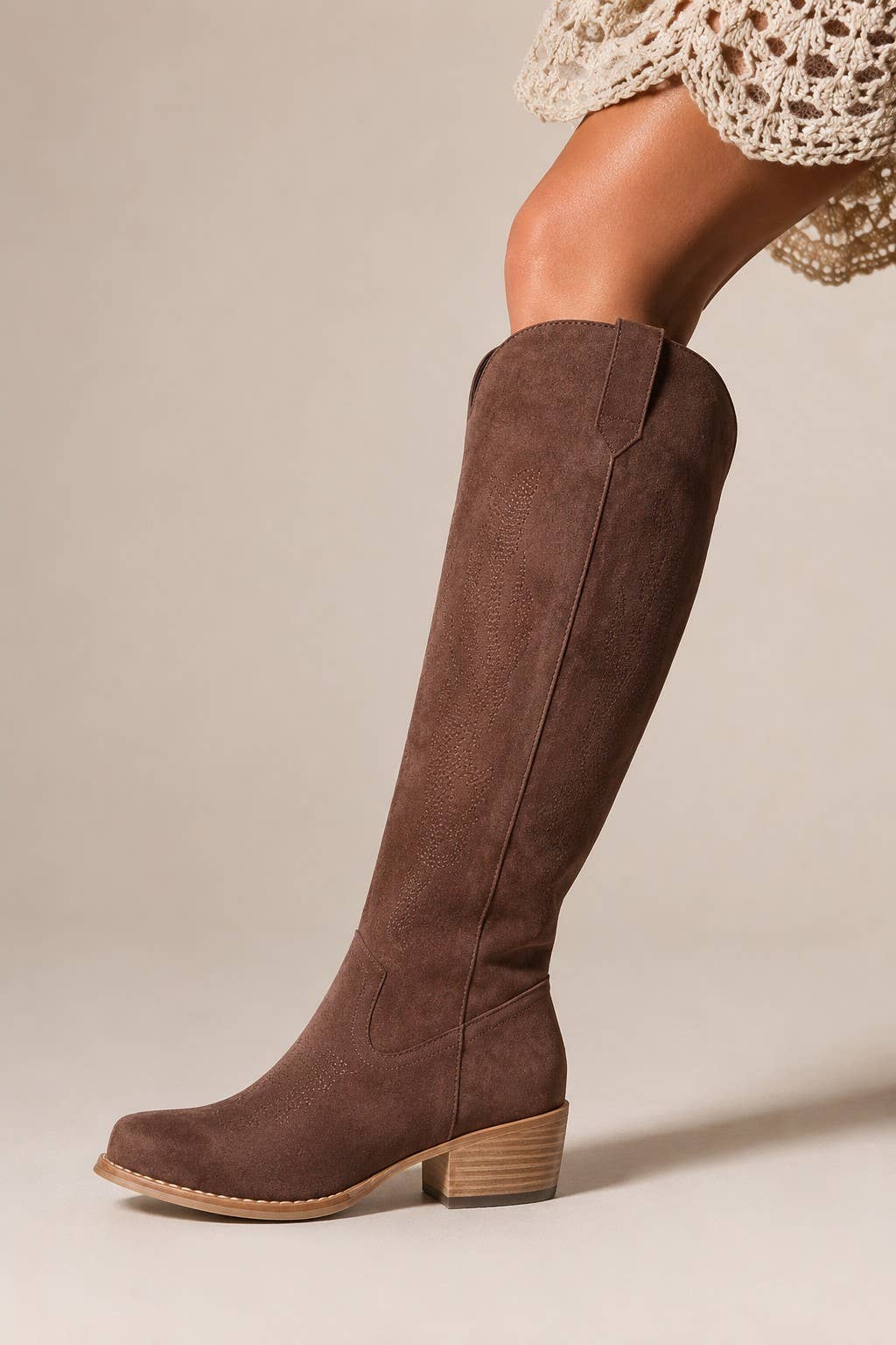 Pierre Dumas Savannah Stitch Knee High Western Fall Boot
