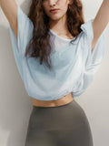 Airy slouchy wrapped cutout back workout cover up top