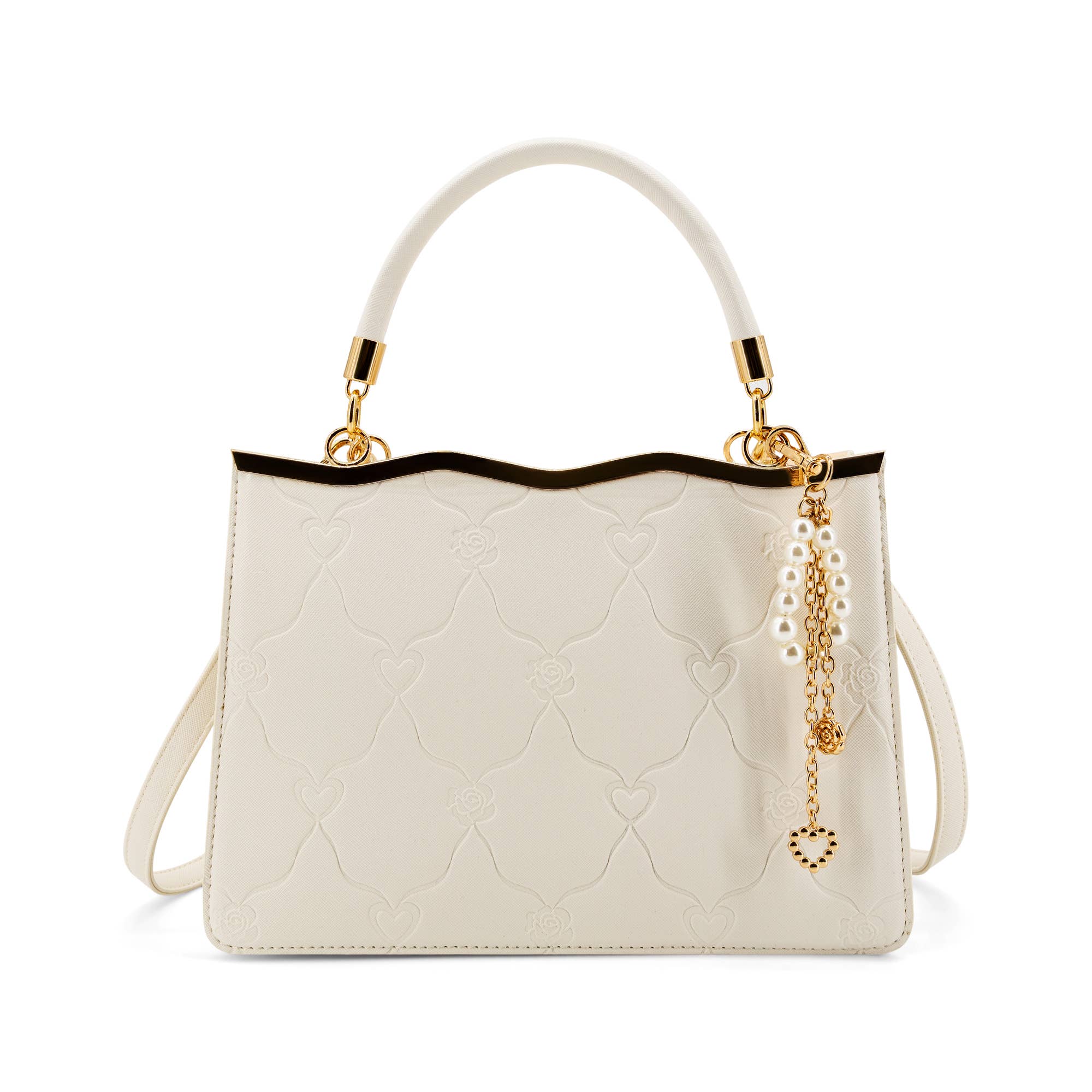Amara Embossed Heart Top Handle Crossbody Bag