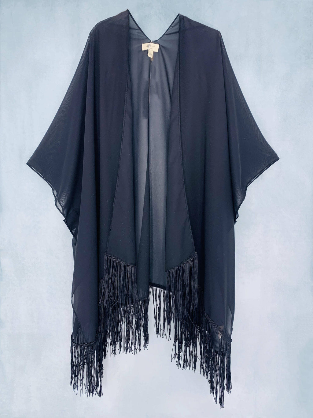 22 Colors-JC070901 Fringe-Detailed Solid Chiffon Kimono