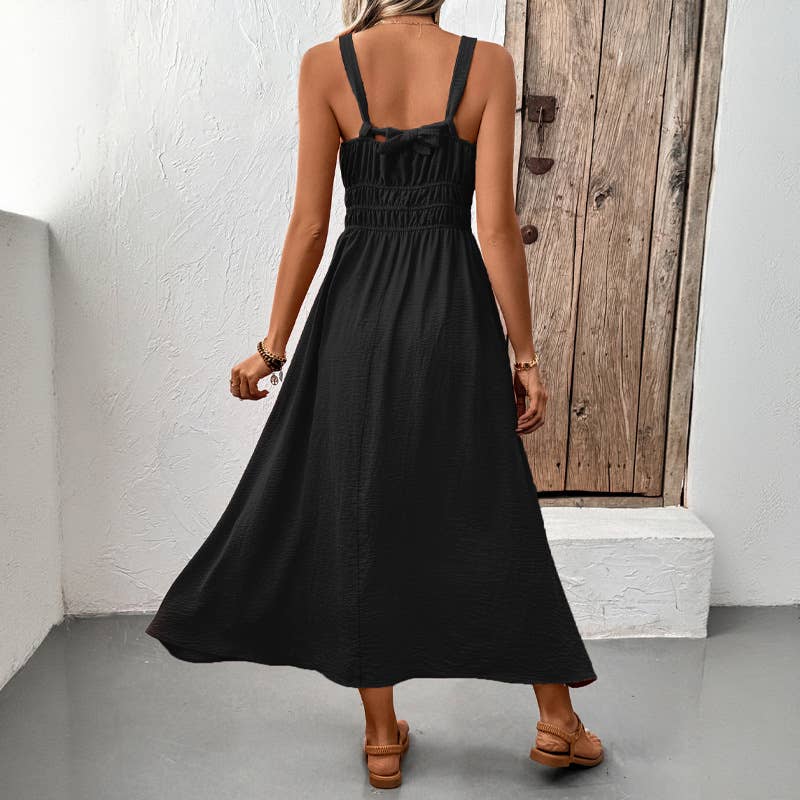 Sleeveless Red Summer Maxi Dress
