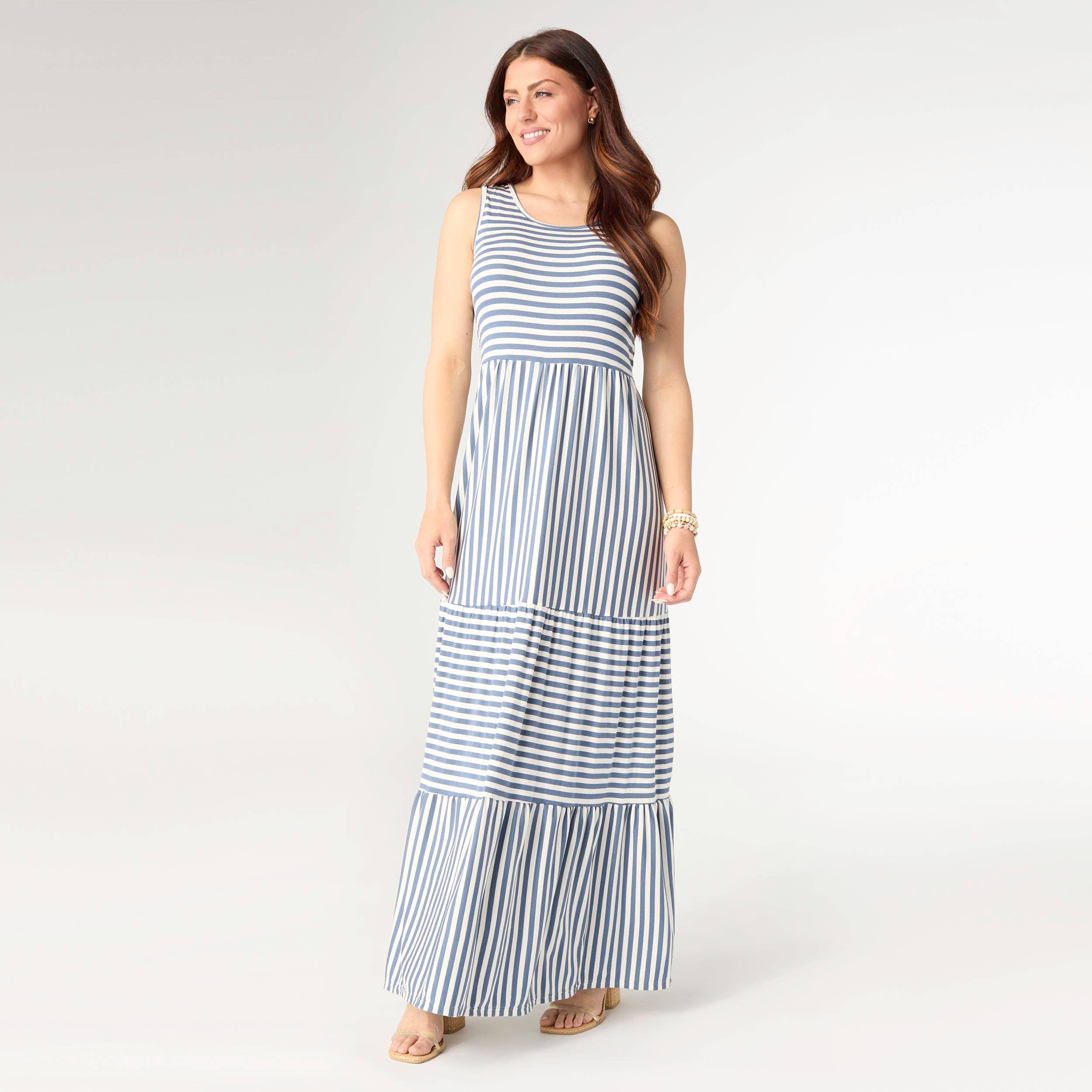 Janie Striped Tiered Maxi Dress