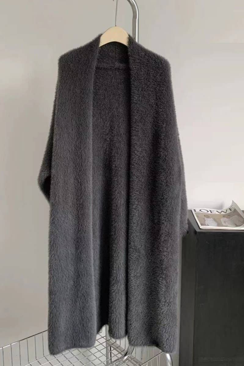 Leisure loose fluffy Knit long Cardigan