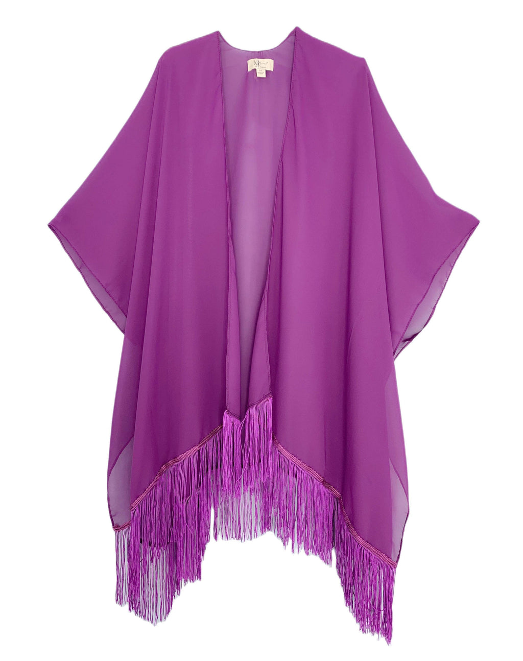 22 Colors-JC070901 Fringe-Detailed Solid Chiffon Kimono