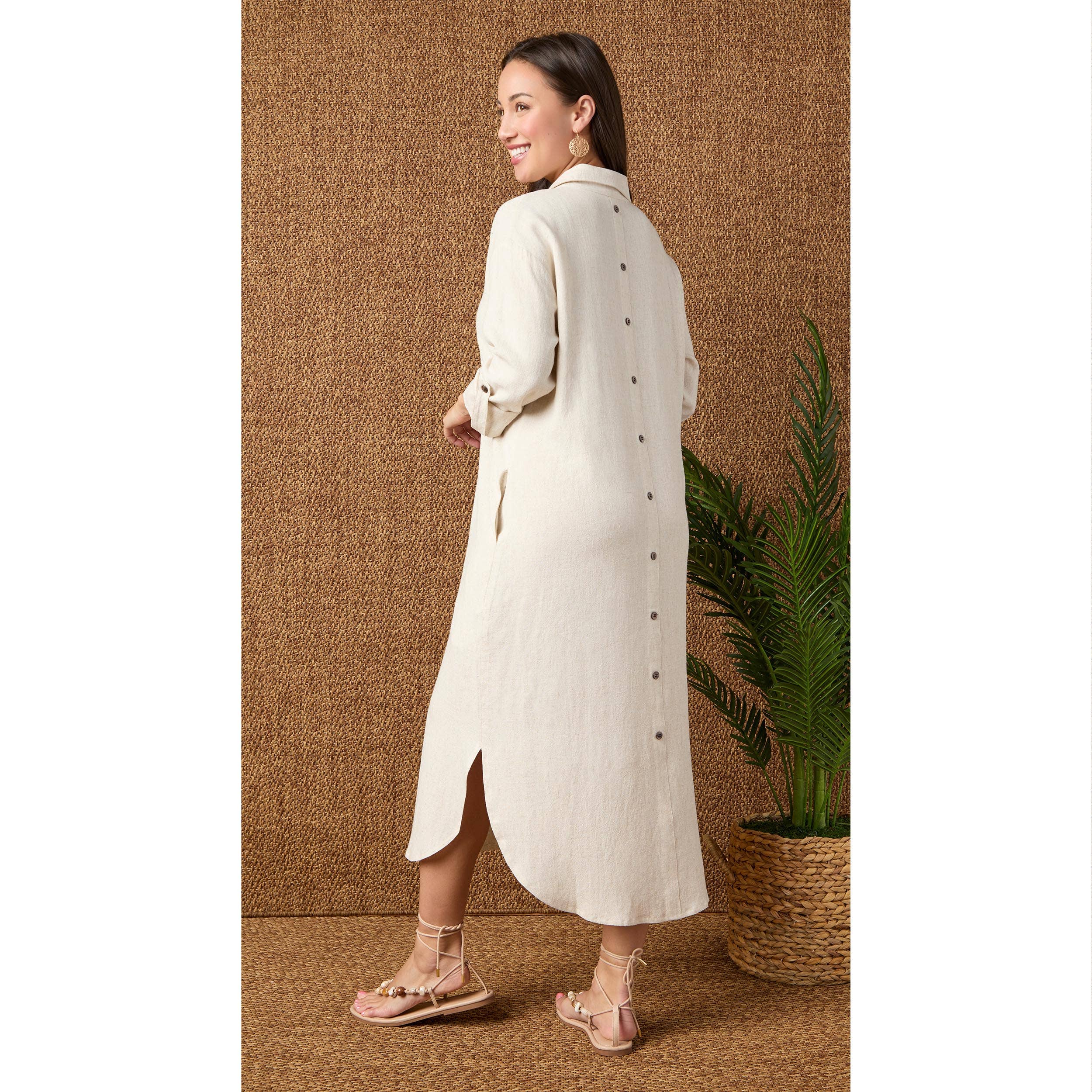 Keira Long Sleeve Dress with Back Button Detail