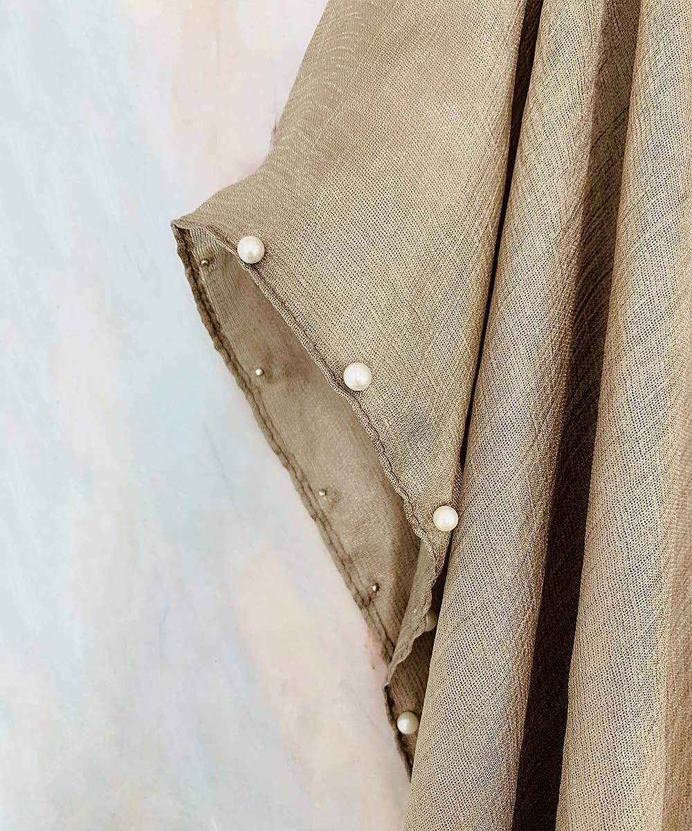 JC062557 Airy Pearl-Trim Silk-Blend Layering Kimono Cover-Up