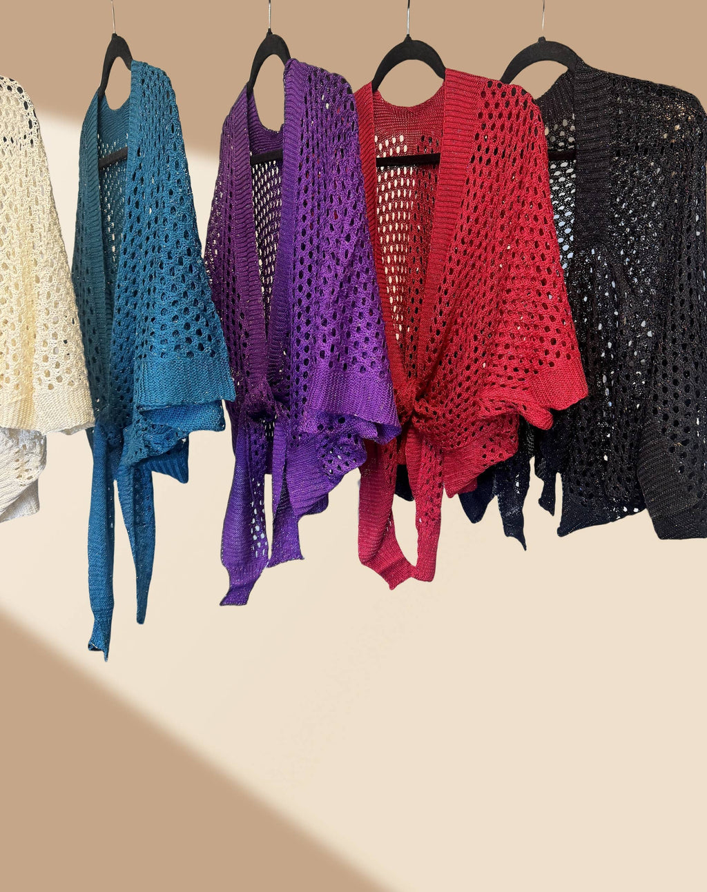Eyelet Open-Knit cover up Cardigan with Front Tie
