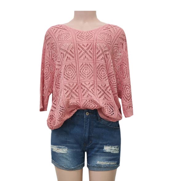 Bohemian Crochet Pattern Batsleeve Beach Knit Top