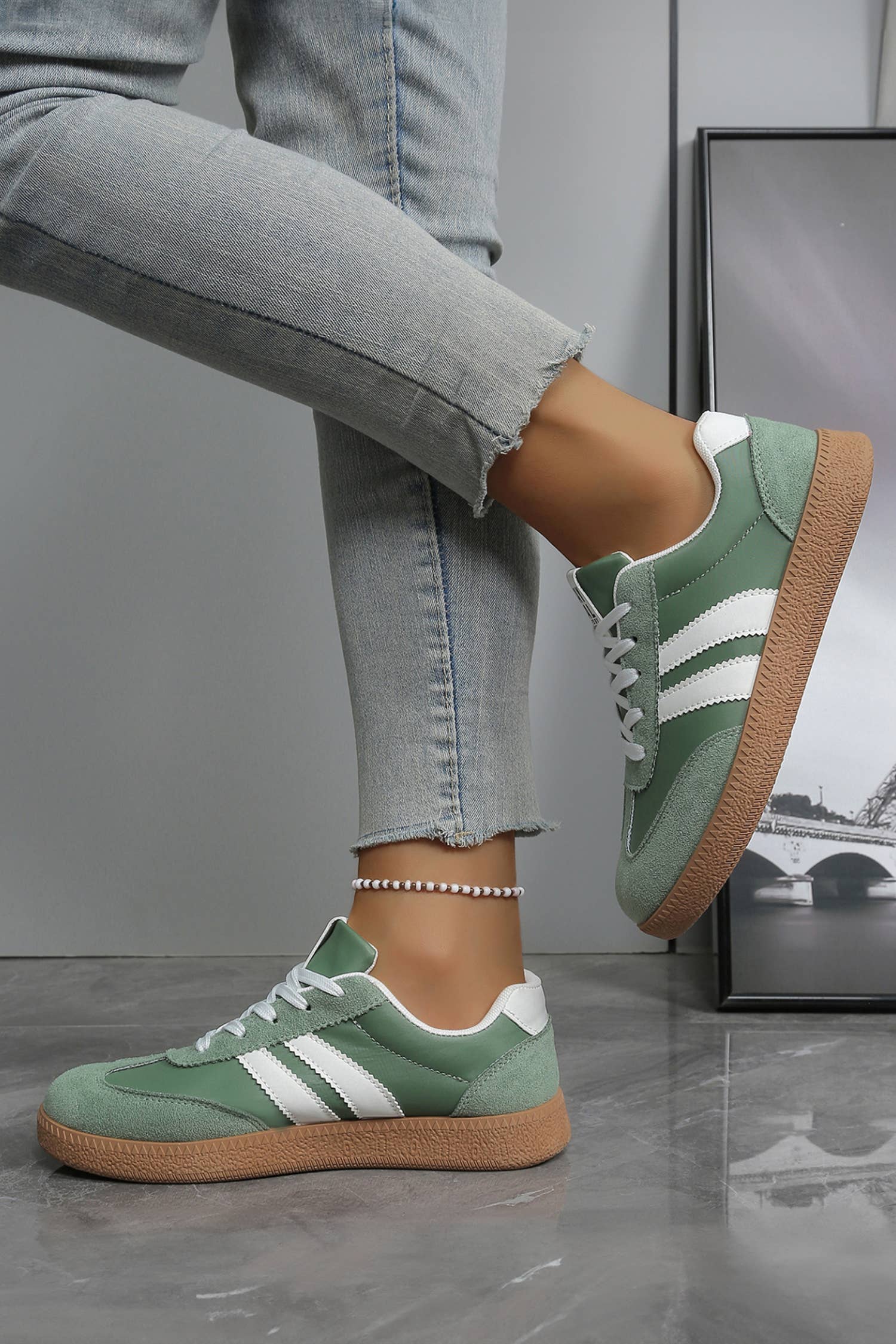 Varsity Color Block Patchwork PU Leather Lace Up Shoes
