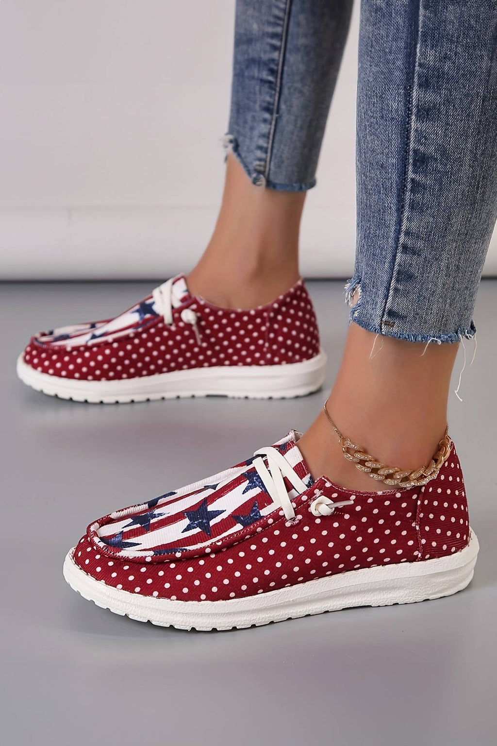 Polka Dot Stars and Stripes Independent Day Casual Shoes