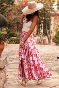 Bohemian Floral Print Tiered Maxi Skirt