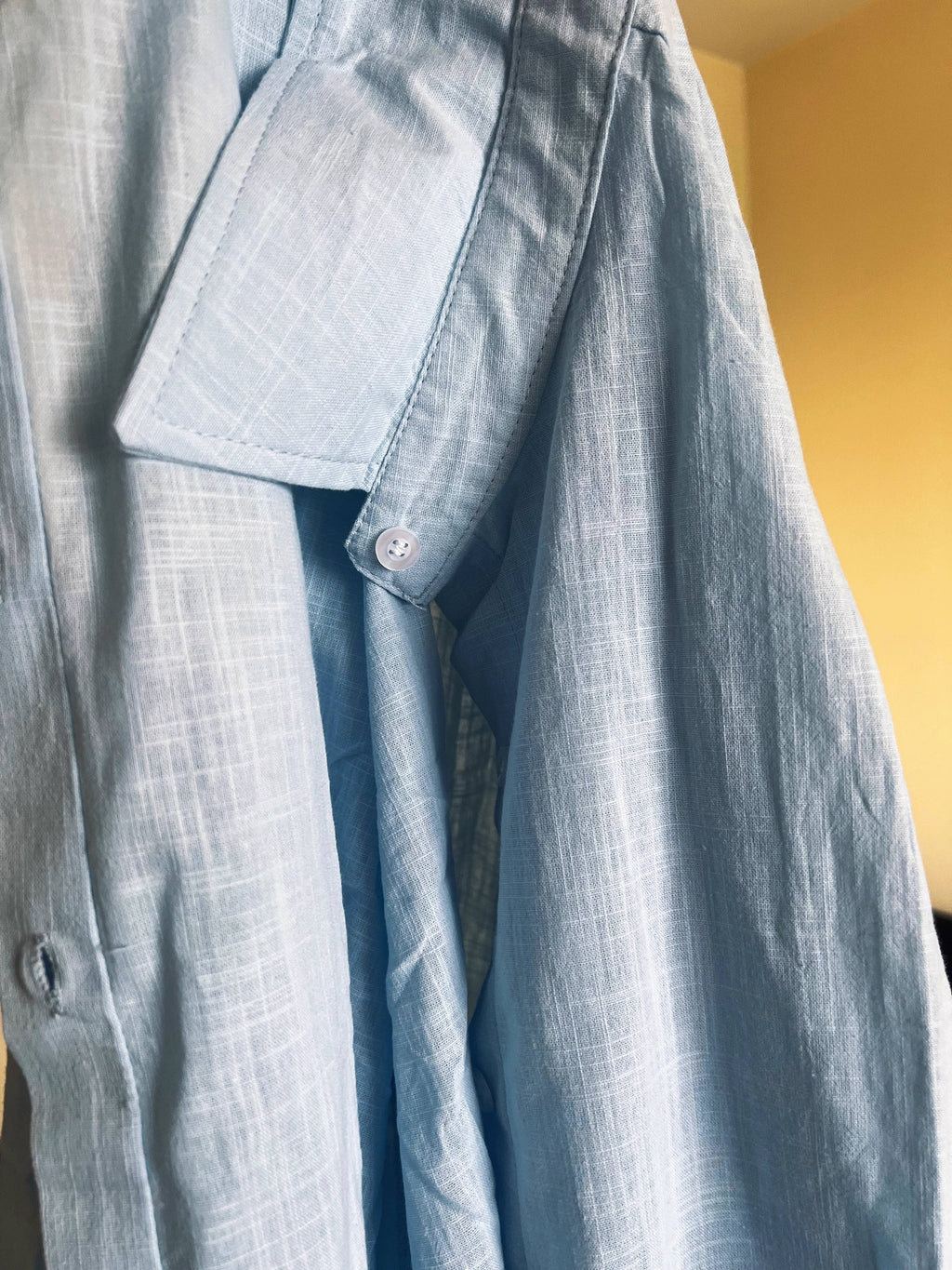 Cotton linen blend button down shirt