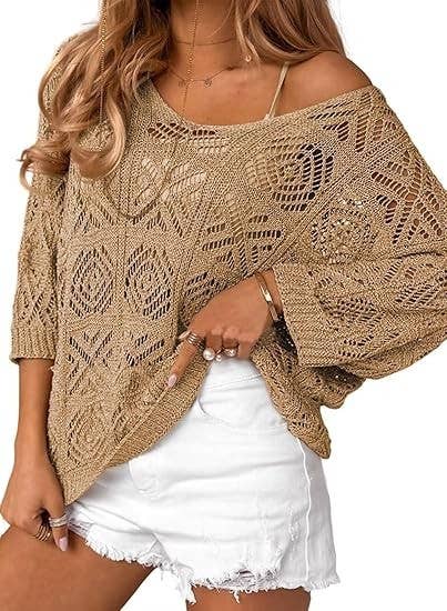 Bohemian Crochet Pattern Batsleeve Beach Knit Top