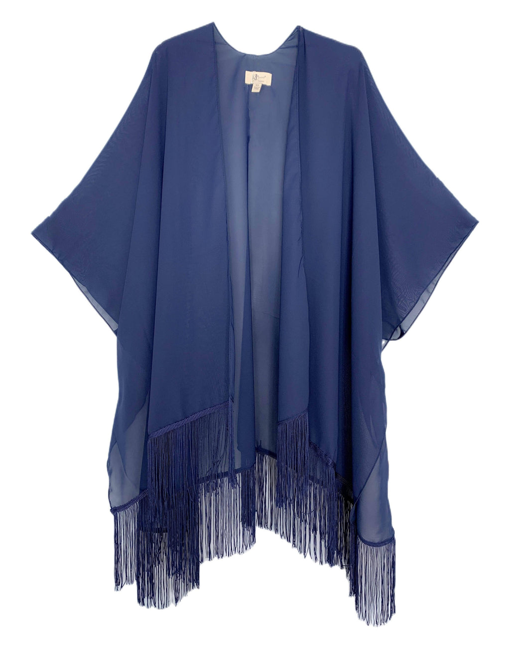 22 Colors-JC070901 Fringe-Detailed Solid Chiffon Kimono