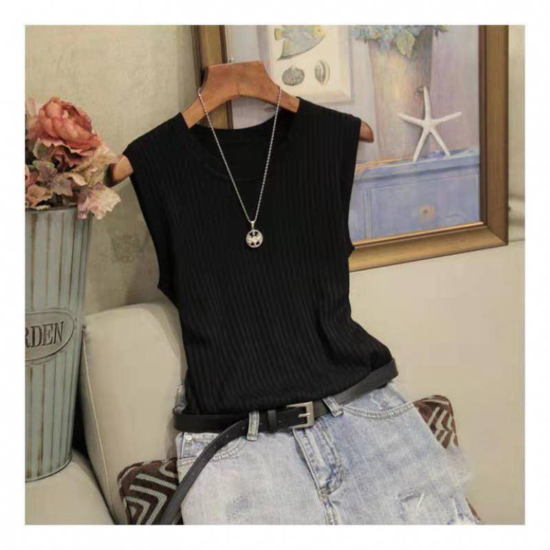Slim Ice Silk Sleeveless Knit Tank Top