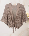 Eyelet Open-Knit cover up Cardigan with Front Tie