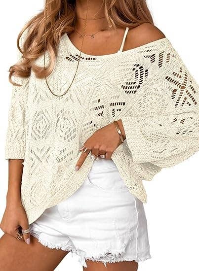 Bohemian Crochet Pattern Batsleeve Beach Knit Top