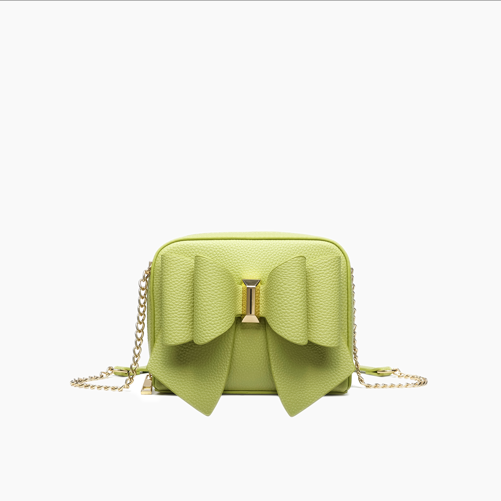 Women's Vegan Leather Long Strap Chloe Bow Mini Crossbody