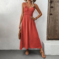 Sleeveless Red Summer Maxi Dress