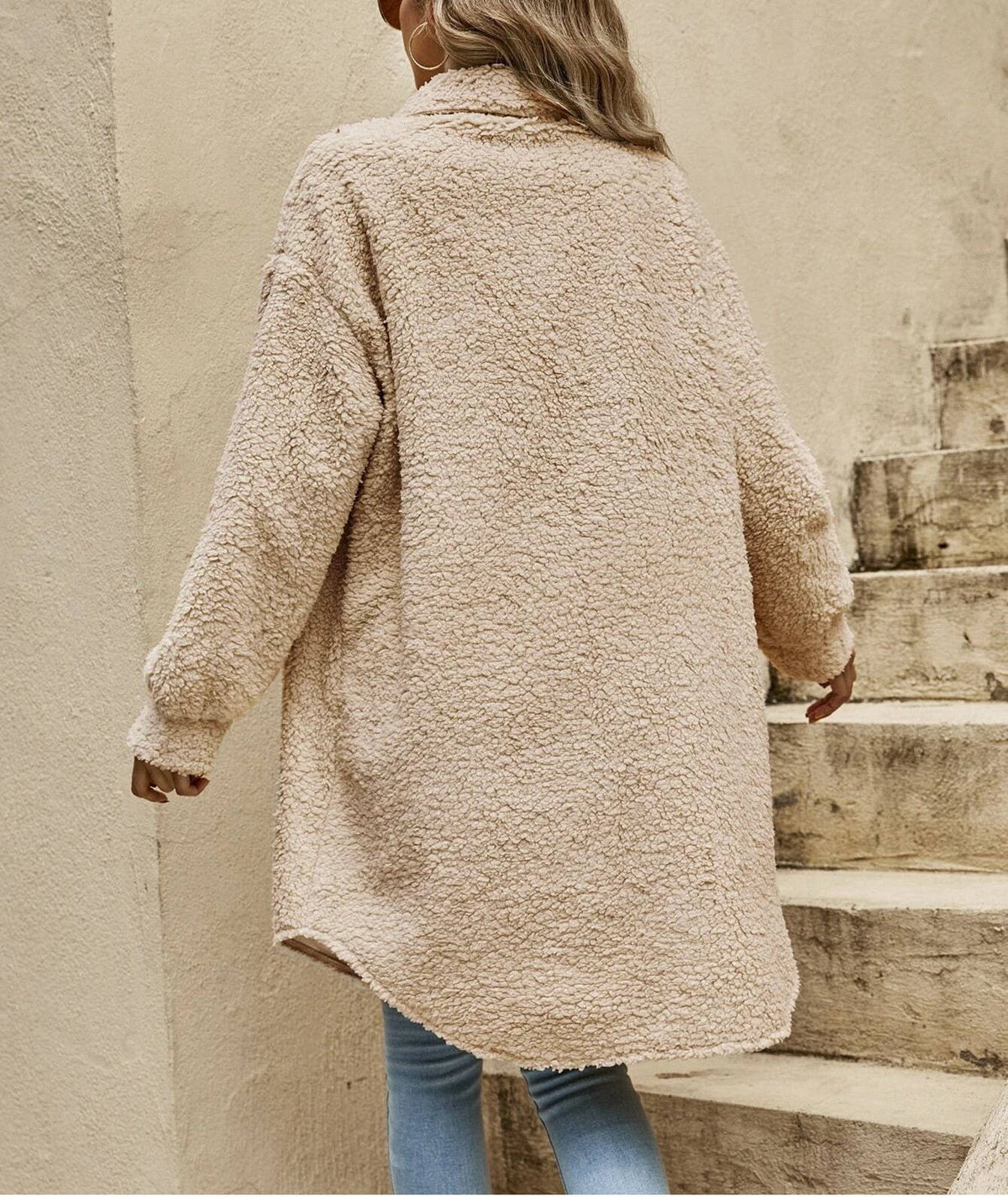 Women's Fleece Button-Front Cardigan Jacket with Pockets
